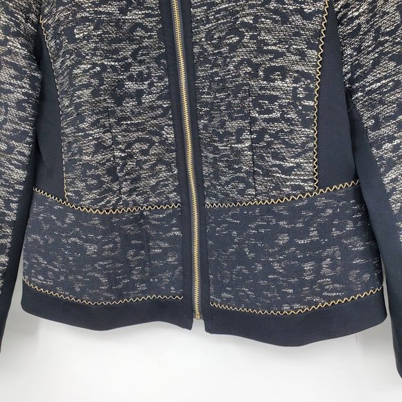 Chico's Multicolor Zip Up Pieced Jacquard Jacket Size 1 / Medium - Picture 8 of 8